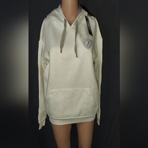 NWT! Antigua Womans Raiders Cream Hoodie with Gray Accents Size M